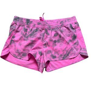 Adidas Running Shorts Women’s Size L Pink Gray Tye Dye AeroReady EUC
